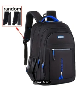 Geniş Kapasiteli Trendy Unisex Sırt Çantası (İndigo Mavi - Siyah)