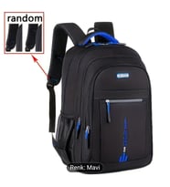 Geniş Kapasiteli Trendy Unisex Sırt Çantası (İndigo Mavi - Siyah)