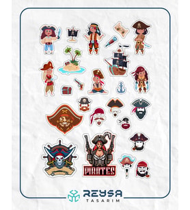 Korsanlar Sticker Set 15 Parça Telefon, Tablet, Defter, Laptop Sticker