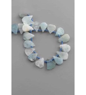 Akuamarin Doğal Taş Parlak Buz Mavisi Yassı Damla Kesim 16x12mm Dizi [AA]