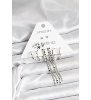 Pirinç Gümüş Renk 6 Çift Kadın Küpe - TJ-BKP11336