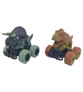 Sürtmeli Dinazor Arabalar 2'li - 12 cm - Triceratops & Stegosaurus