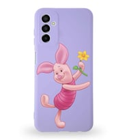 Samsung Galaxy M13 Uyumlu Lansman Kılıf Altı Kapalı İçi Kadife  Piglet Tasarımlı  Kapak (Şeffaf)