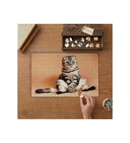 Oturan Sevimli Kedi Tasarımı 240 parça Ahşap Puzzle Ahşap Kutuda MP05088