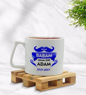 BK Gift Kişiye Özel Benim Babam Adam Gibi Adam Tasarımlı Middle Beyaz Kupa Bardak - Model 1
