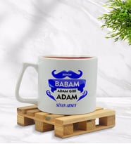 BK Gift Kişiye Özel Benim Babam Adam Gibi Adam Tasarımlı Middle Beyaz Kupa Bardak - Model 1