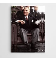 Atatürk Koltukta Kanvas Tablo