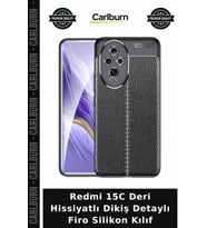 Redmi 15C Deri Hissiyatlı Dikiş Detaylı Firo Silikon Kılıf Aksesuar Çeşitleri Cep Telefonu Kapağı