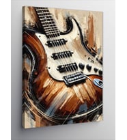 Kanvas Tablo Elektro Gitar Ve Ahşap Doku