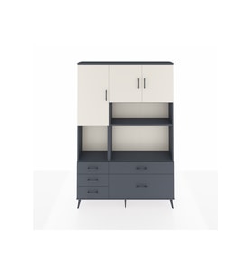 Arges Dolap 8 Raflı 5 Çekmeceli 3 Kapaklı 132x30x195 Antrasit-Aytaşı/Antrasit