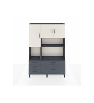 Arges Dolap 8 Raflı 5 Çekmeceli 3 Kapaklı 132x30x195 Antrasit-Aytaşı/Antrasit