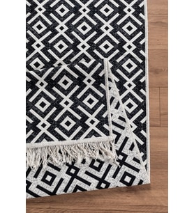 Arya Vl Çift Taraflı,katlanabilir,yıkanabilir,yüksek Kalite Pamuk Salon,oturma Odası,balkon Kilim (Antrasit - Krem)