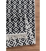 Arya Vl Çift Taraflı,katlanabilir,yıkanabilir,yüksek Kalite Pamuk Salon,oturma Odası,balkon Kilim (Antrasit - Krem)