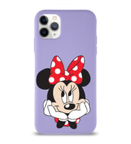 Apple iPhone 11 Pro Max  Lansman Kılıf Minnie Mouse Tasarımlı Altı Kapalı İçi Kadife Kaplı  Kapak (Şeffaf)