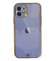 Pilelistore   iPhone 12 Kılıf Liva Taşlı Silikon - Mor