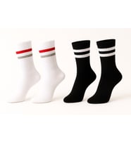 Erkek Siyah Beyaz Soket Çorap 2’li Set – Pamuklu Spor ve Günlük Kullanım – Plus Scorpion (Siyah - Beyaz)