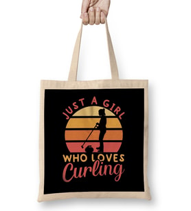 Girl Who Loves Curling Player Team Coach Curling Stones Bez Çanta Uzun Saplı