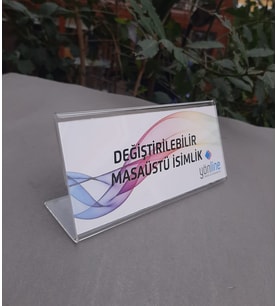 15x7 cm Şeffaf Değiştirilebilir Masaüstü İsimlik