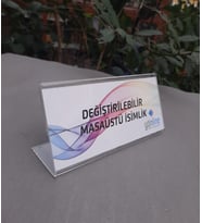 15x7 cm Şeffaf Değiştirilebilir Masaüstü İsimlik