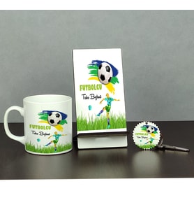 Futbolcu Üçlü Set (Kupa + Telefon Standı + Anahtarlık)