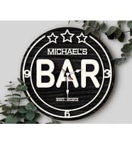 BK Gift Barlara Özel Dekoratif Siyah Ahşap Duvar Saati 35cm-7 , Bar Duvar Saati , Cafe Duvar Saati , Özel Ahşap Saat