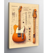 Kanvas Tablo Klasik Elektro Gitar Seti