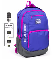 Coral High Sport Mavi-Pembe Laptop Bölmeli Sırt Çantası - USB Çıkışlı