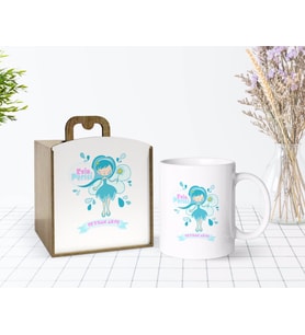 BK Gift Kişiye Özel Ahşap Kutuda Evin Perisi Tasarımlı Beyaz Kupa Bardak-4