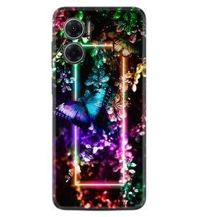 Xiaomi Redmi Note 11E Kılıf Silikon Desen Özel Seri Butterfly Neon 1684