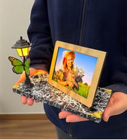 Sizlere Özel Fotoğraflı Tasarım Ahşap Fotoğraf Çerçeveli Büyük Boy Led Lamba (Model 2)