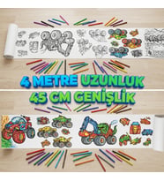 Boyama Kitabı Rulo 4 Metre Dev Boy - Canavar Arabalar 45 cm