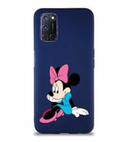 Oppo A52 Soft Premier Kapak Minnie Mouse-E Tasarımlı Silikon Kılıf - Lacivert (Şeffaf)