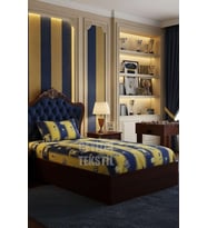 Lastikli Çarşaf ve 1 Yastık Kılıfı - SARI LACİVERT - TARAFTAR - TEK KİŞİLİK