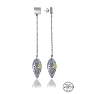 Swarovski Crystal Parlak Özel Kesim Gümüş Küpe