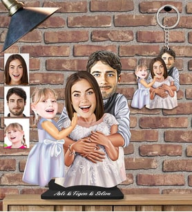 Kişiye Özel Aile Ahşap Biblo ve Anahtarlık 2 li set-28