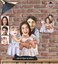 Kişiye Özel Aile Ahşap Biblo ve Anahtarlık 2 li set-28