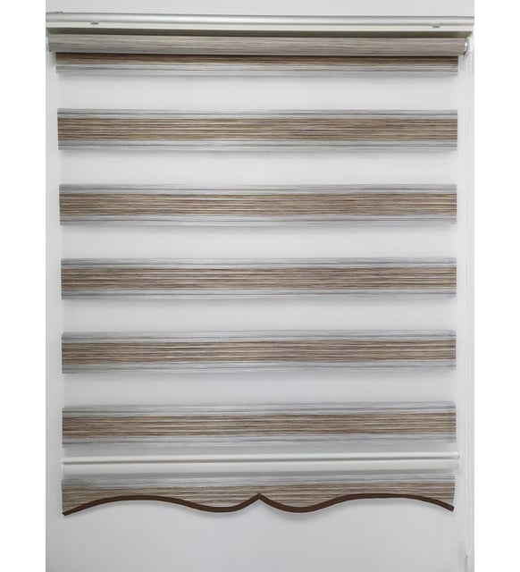 BBB Geniş Pliseli Bambu Kahve-Gri Zebra Stor Perde MZ289