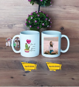 Arkadaşa Hediye Kaktüs Kupa Bardak Beyaz Fotoğraflı Doğum Günü Hediyesi