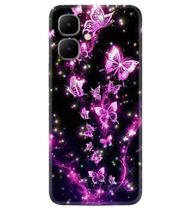Infinix Smart 10 Kılıf Boutique Baskılı Resimli Pembe Neon Kelebekler Pcode -100