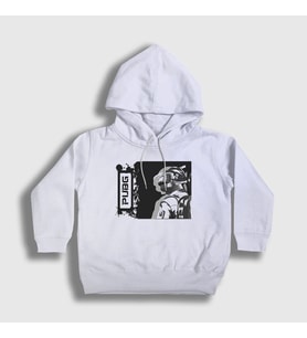 Presmono Unisex Çocuk Beyaz Helmet Pubg Kapüşonlu Sweatshirt 30425tt