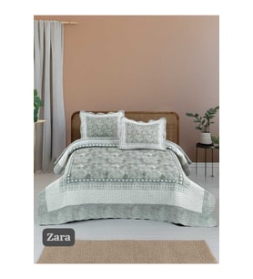 Sofline Çift Kişilik Kapitone Yatak Örtüsü, Klasik Desenli Model - Beste Kahve (250 X 260cm) (Ekru)