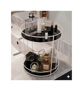 Beyaz 2 Katlı Banyo ve Makyaj Düzenleyici Organizer, Servis Sunumluk