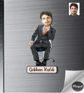 Kişiye Özel İş Adamı Ahşap Magnet -6