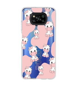 Poco X3 Pro Uyumlu İnek Desenli Şeffaf Telefon Kılıfı