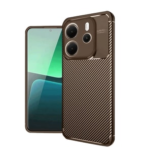 Xiaomi Redmi Note 14 4g Kılıf Auto Focus Karbon Kapak - Kahverengi