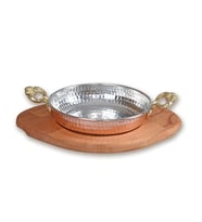 Bakır Sahan ve Ahşap Altlık 18 cm