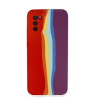 Galaxy A03s Kılıf Ebruli Lansman  - Kırmızı-mor