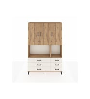 Arges Dolap 6 Raflı 6 Çekmeceli 3 Kapaklı 132x30x195 Çam-Çam/Aytaşı