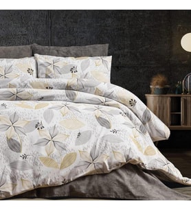 Keep London Home Series Natural Cotton(Doğal Pamuk) Çift Kişilik Nevresim Takımı-Gri (Desenli)