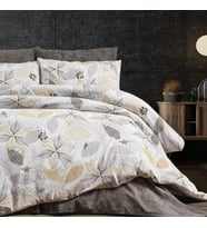 Keep London Home Series Natural Cotton(Doğal Pamuk) Çift Kişilik Nevresim Takımı-Gri (Desenli)